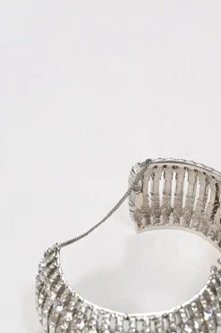 Strass-embellished silver-finish metal Coco Mark caged bangle