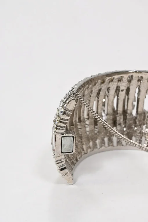 Strass-embellished silver-finish metal Coco Mark caged bangle