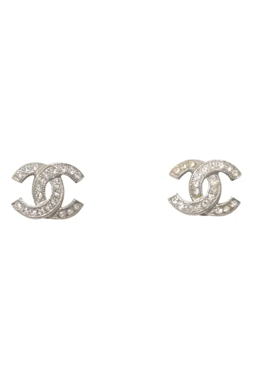 Strass-embellished silver-tone metal Coco Mark stud earrings