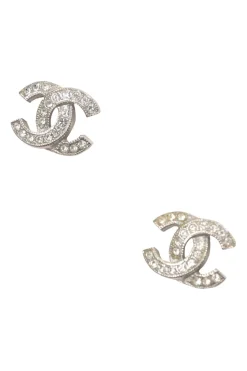 Strass-embellished silver-tone metal Coco Mark stud earrings