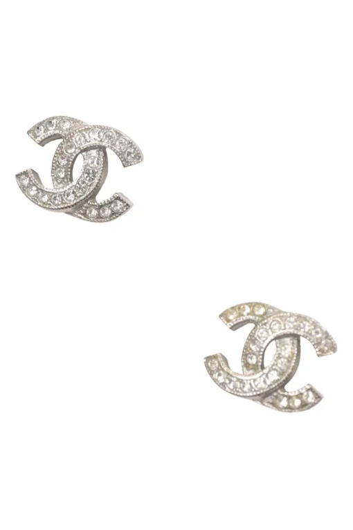 Strass-embellished silver-tone metal Coco Mark stud earrings