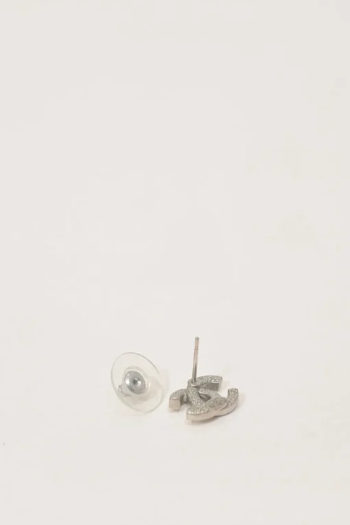 Strass-embellished silver-tone metal Coco Mark stud earrings