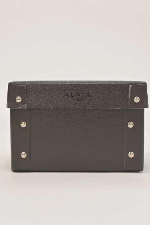 Studded laser-cut leather harness waist belt with scalloped edges