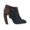 suede brown heel boots with black felt trim