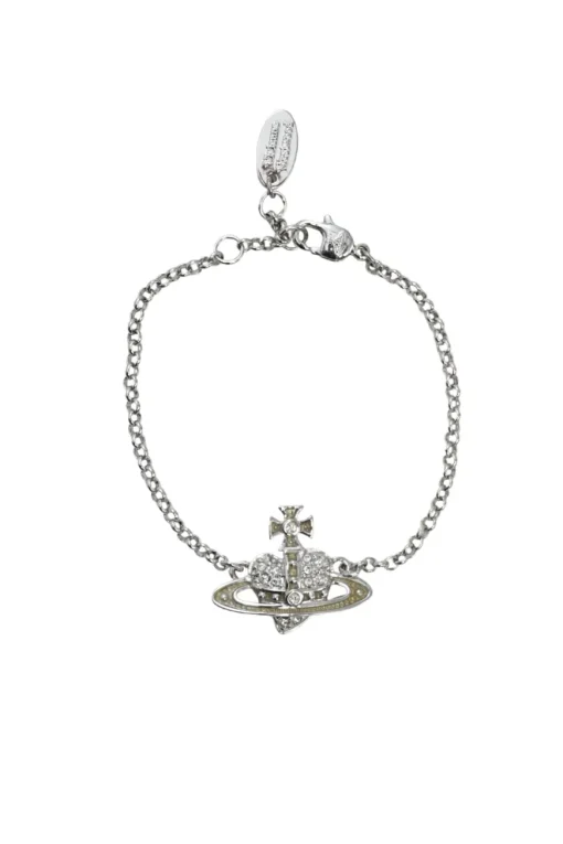 Swarovski crystal-embellished silver-tone brass Mayfair Bas Relief orb charm bracelet