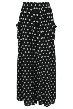 Swim black viscose polka dot jacquard wrap maxi skirt