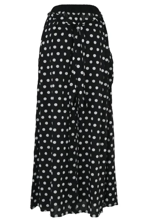 Swim black viscose polka dot jacquard wrap maxi skirt