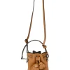 Tan calfskin leather F is Fendi 3D Flower Mini Mon Trésor bucket bag