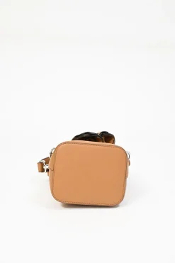 Tan calfskin leather F is Fendi 3D Flower Mini Mon Trésor bucket bag