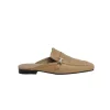 Tan leather Groupie square-toe slip-on mules with palladium-plated H buckle appliqué