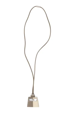 Taupe and cream Swift leather Monpetitkelly Small Model pendant necklace