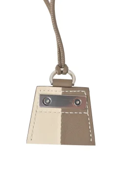 Taupe and cream Swift leather Monpetitkelly Small Model pendant necklace