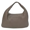 Taupe brown intrecciato nappa leather hobo bag