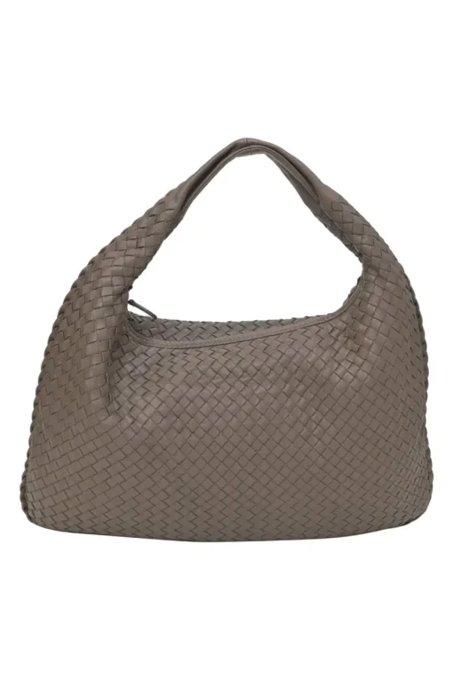 Taupe brown intrecciato nappa leather hobo bag