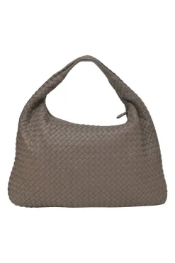 Taupe brown intrecciato nappa leather hobo bag