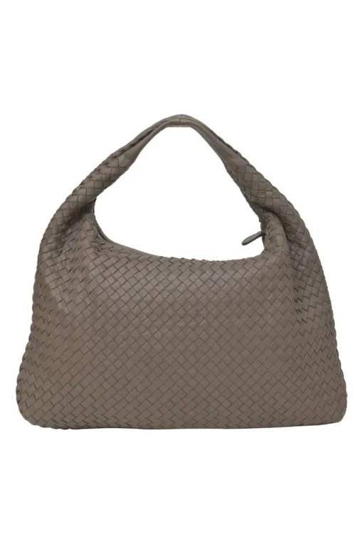 Taupe brown intrecciato nappa leather hobo bag