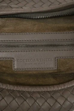 Taupe brown intrecciato nappa leather hobo bag