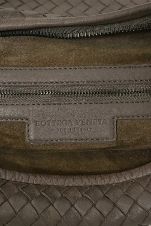 Taupe brown intrecciato nappa leather hobo bag