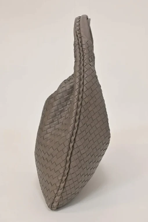 Taupe brown intrecciato nappa leather hobo bag