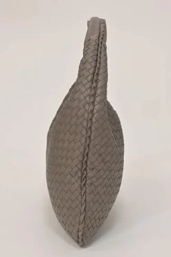 Taupe brown intrecciato nappa leather hobo bag