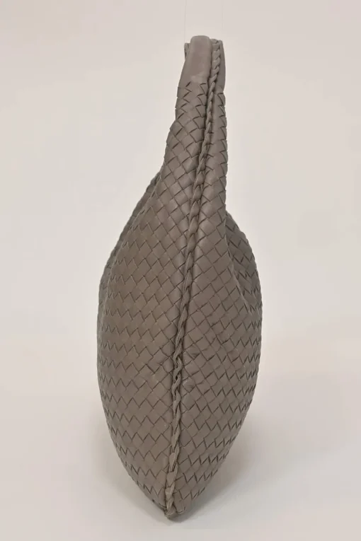 Taupe brown intrecciato nappa leather hobo bag
