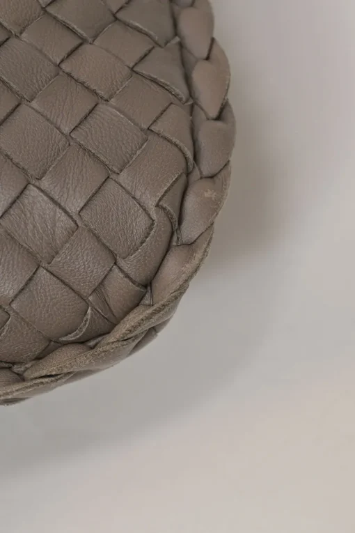 Taupe brown intrecciato nappa leather hobo bag