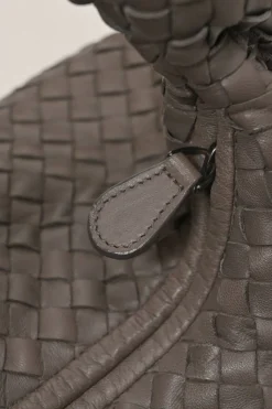 Taupe brown intrecciato nappa leather hobo bag