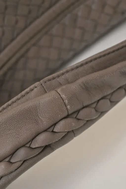Taupe brown intrecciato nappa leather hobo bag