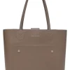 Taupe brown leather Point Neuf shopper tote