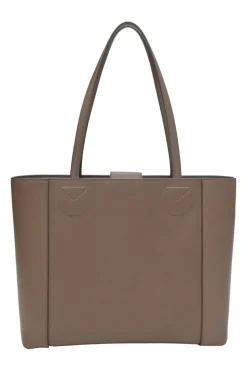 Taupe brown leather Point Neuf shopper tote