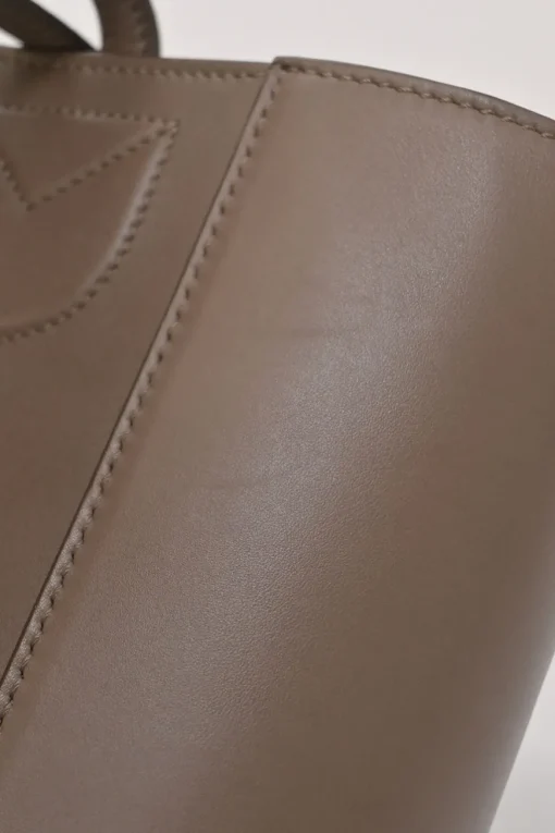 Taupe brown leather Point Neuf shopper tote