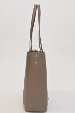Taupe brown leather Point Neuf shopper tote