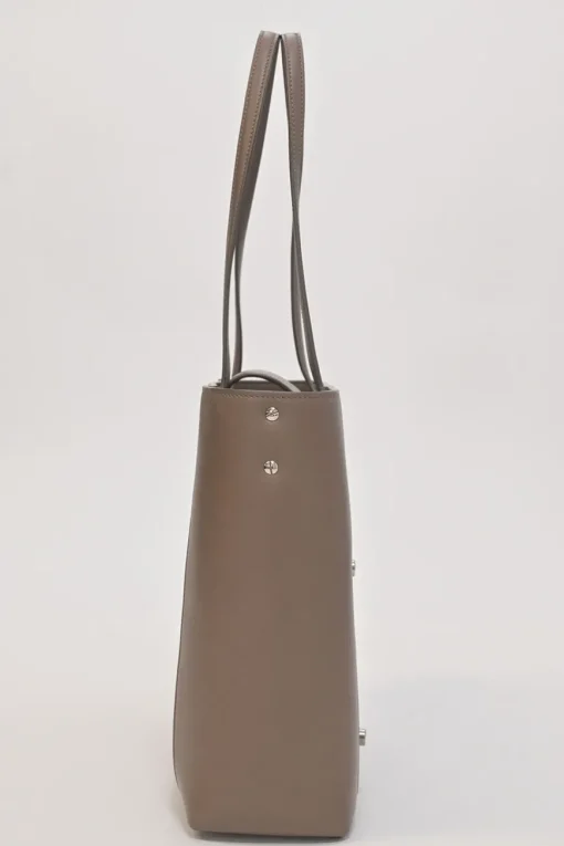 Taupe brown leather Point Neuf shopper tote
