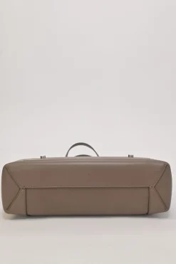 Taupe brown leather Point Neuf shopper tote