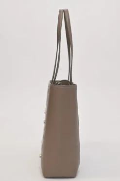 Taupe brown leather Point Neuf shopper tote
