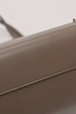Taupe brown leather Point Neuf shopper tote