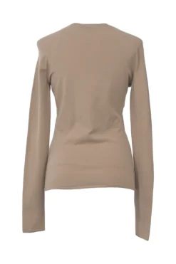 Taupe brown modal-blend jersey knit racerback tank and tie-front cardigan twin set