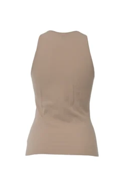 Taupe brown modal-blend jersey knit racerback tank and tie-front cardigan twin set
