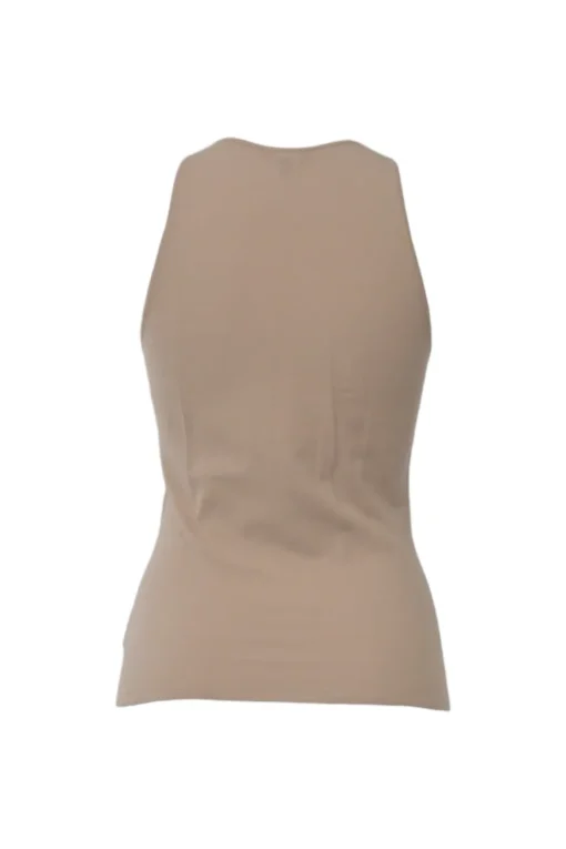 Taupe brown modal-blend jersey knit racerback tank and tie-front cardigan twin set