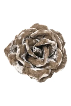 Taupe brown velvet Wild Rose brooch