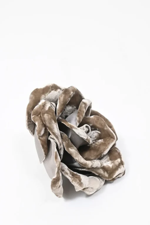 Taupe brown velvet Wild Rose brooch