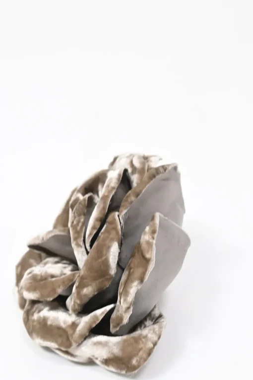 Taupe brown velvet Wild Rose brooch