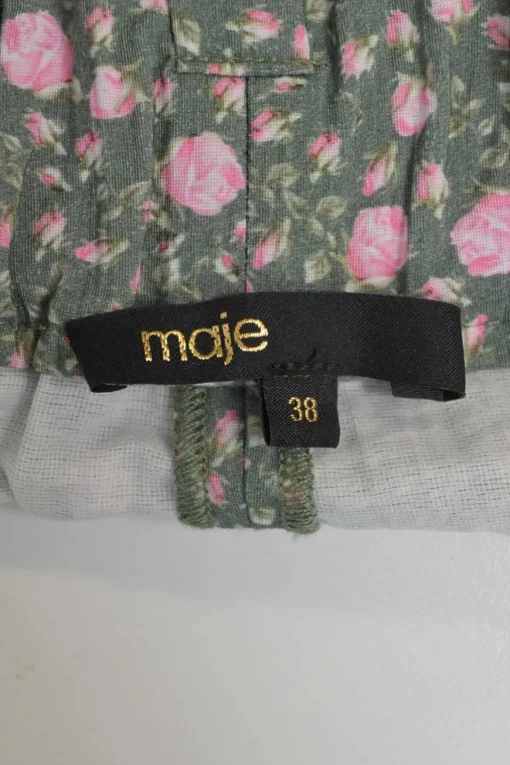 Taupe green and pink viscose-blend puff sleeve pintuck shirt and short two-piece set