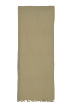 Taupe green cashmere fringe scarf