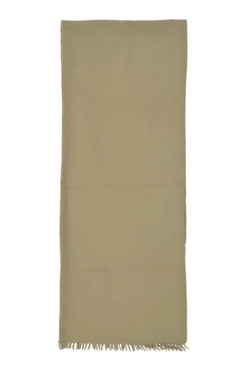 Taupe green cashmere fringe scarf