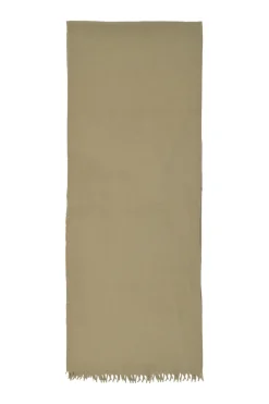 Taupe green cashmere fringe scarf