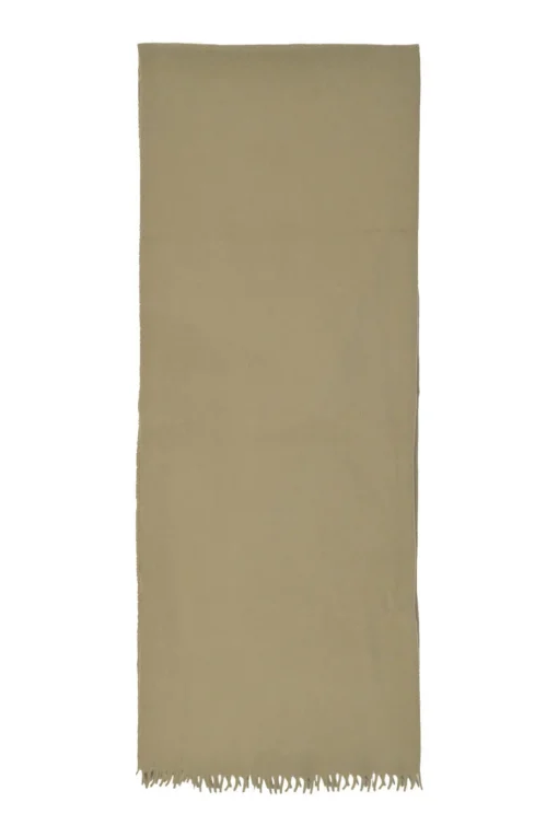 Taupe green cashmere fringe scarf