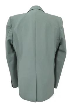 Taupe green polyester bi-layer effect double breasted notch lapel oversized tailored jacket