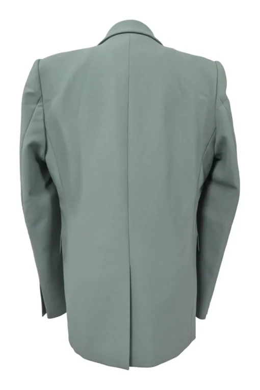 Taupe green polyester bi-layer effect double breasted notch lapel oversized tailored jacket