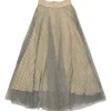 Taupe grey and cream layered polyester plumetis tulle midi circle skirt